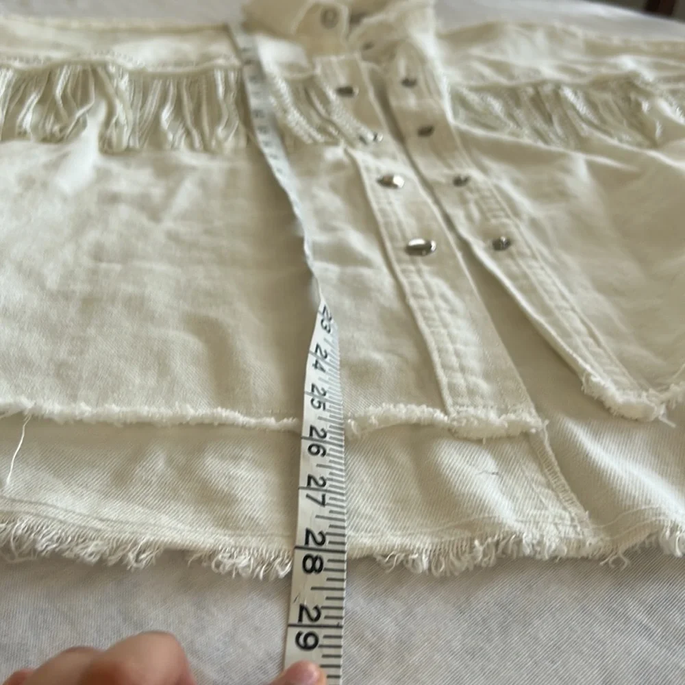 Veveret White Fringe Rhinestone Denim Tassel Jacket Size Large - Picture 16 of 16